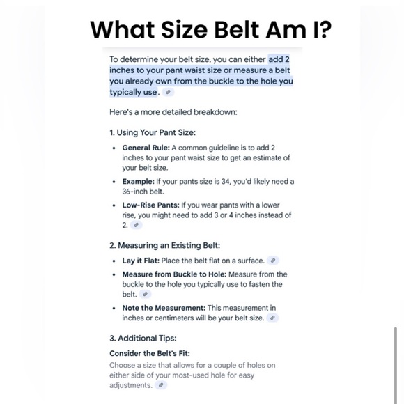 SIZING listing 30-34 BRAVE LEATHER BELTS - Picture 4 of 7